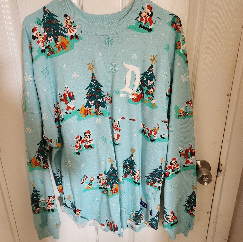 Disneyland Blue Christmas Sweatshirt Cozy Long-Sleeve Size Medium - Picture 4 of 8